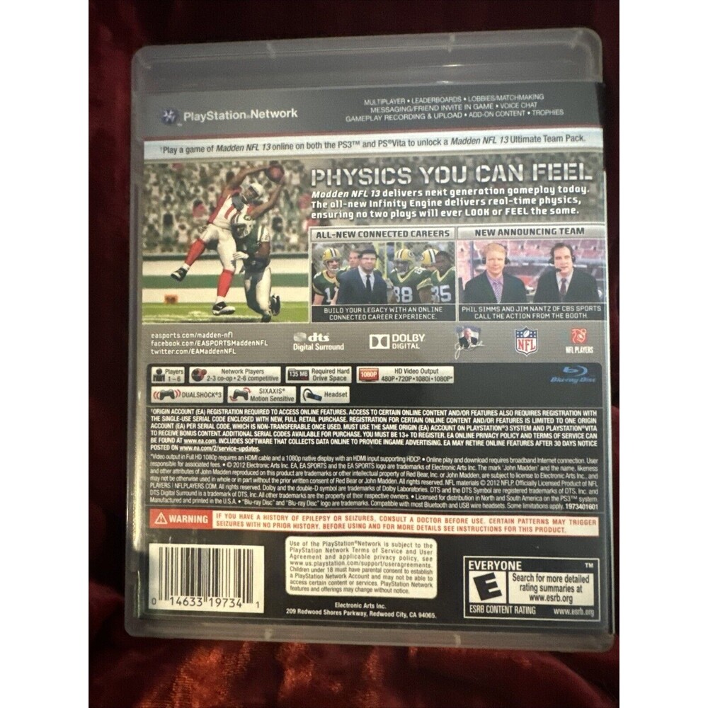 Madden NFL 13 PS3 Complete (Sony PlayStation 3, 2012) Fast Shipping Football